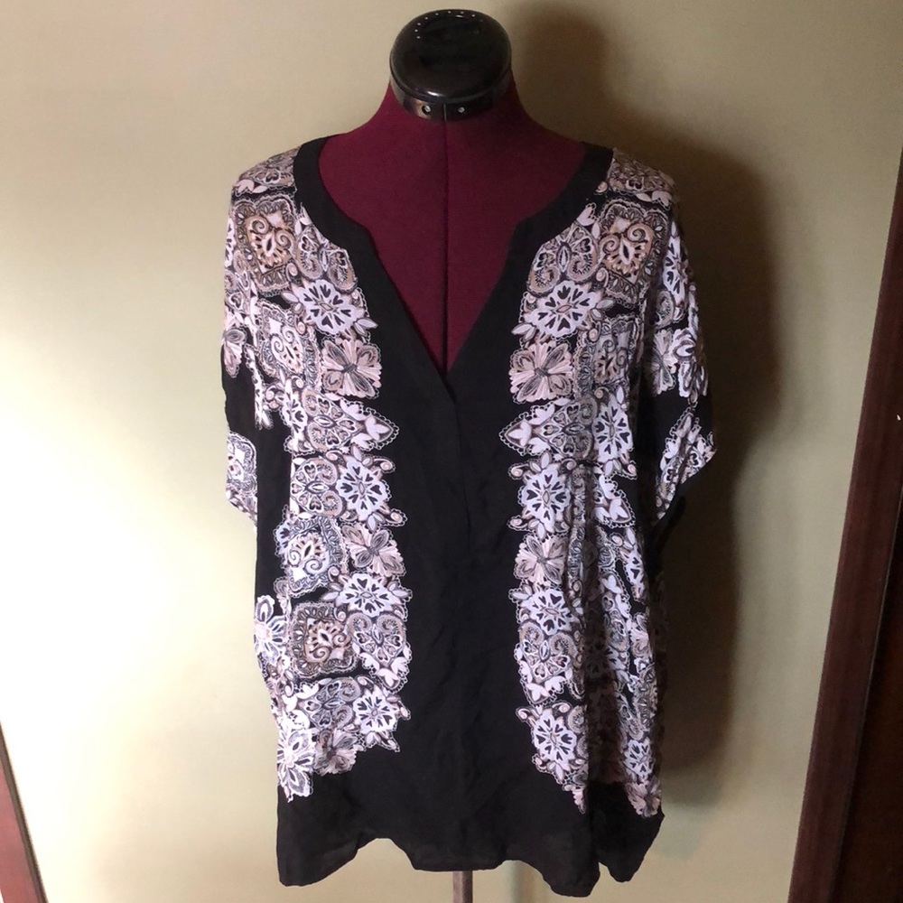 Simply Emma Black & beige Plus Size blouse